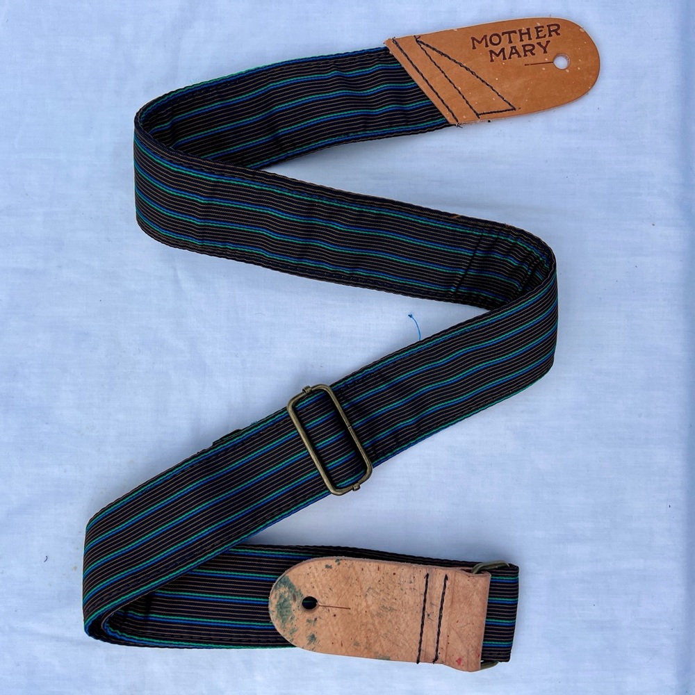 NWOT Mother Mary Company Black Pinstriped Guitar Strap